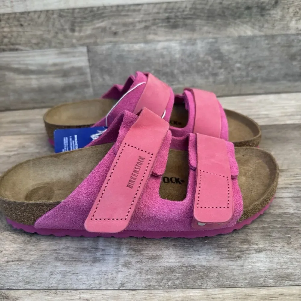 Birkenstock Women's Uji Sandals Modern Suede Fuchsia Tulip Size 7 (38)